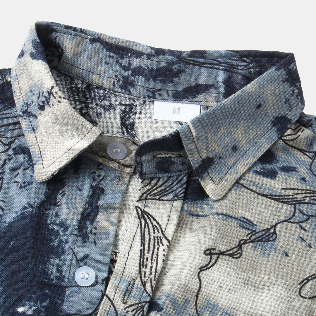 Herren Kurzarmhemd mit kreativem Aquarelldesign Echoarchiv