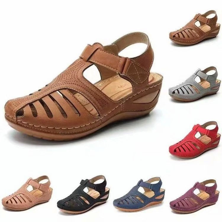 Damen nan geschlossene Slingback-Sandale mit perforiertem Obermaterial, ergonomischem Komfortfußbett und leichtem Keilabsatz Echo Archiv