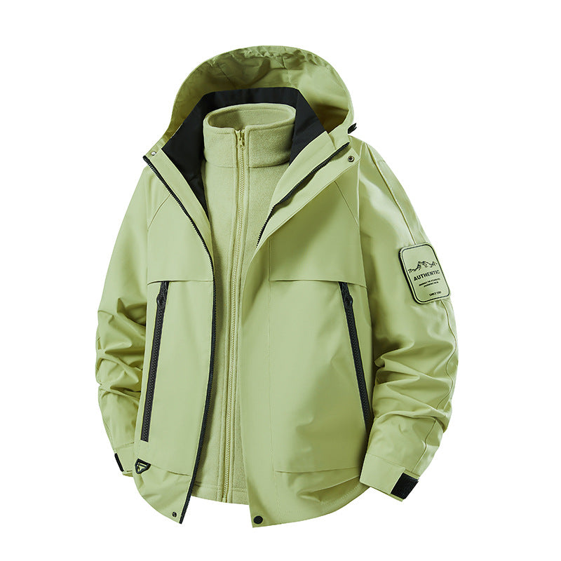 Herren dreiteilige wasserdichte Outdoor-Jacke mit abnehmbarer Kapuze und Fleece-Innenjacke Echoarchiv