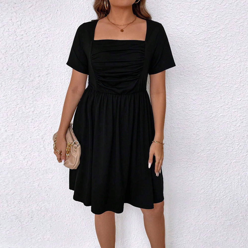 Damen lässiges Kleid mit quadratischem Ausschnitt und gerafftem Oberteil Echo Archiv