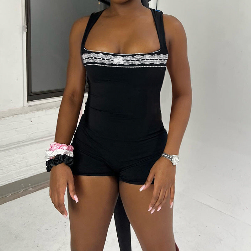 Damen Schwimmsuit mit eleganter Spitze und breiten Trägern Echo Archiv