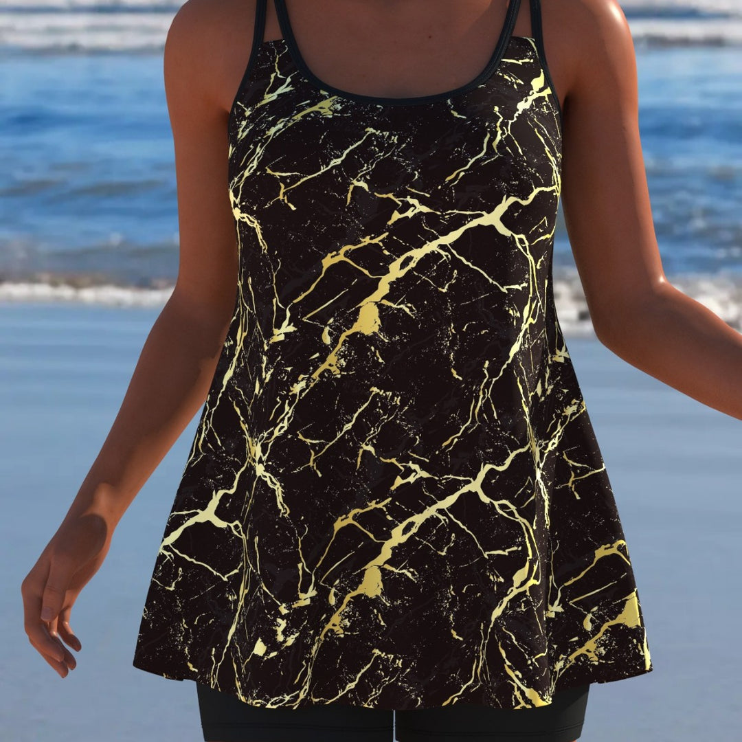 Damen Schwimmanzug mit modischem A-Linien-Schnitt und floralem Design Echo Archiv