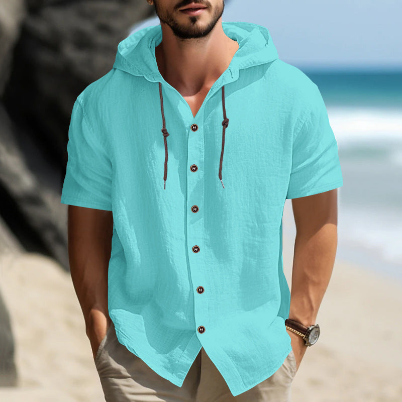 Herren lässiges Kapuzenshirt mit elegantem Button-Down-Design Echoarchiv