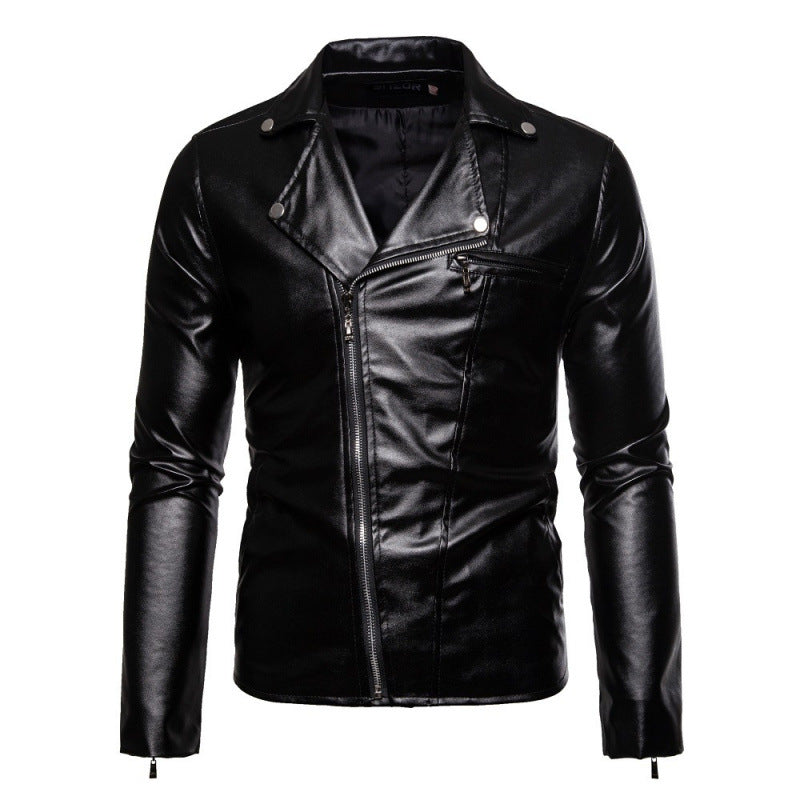 Herren Biker-Lederjacke mit asymmetrischem Reißverschluss und stylischen Nieten Echoarchiv