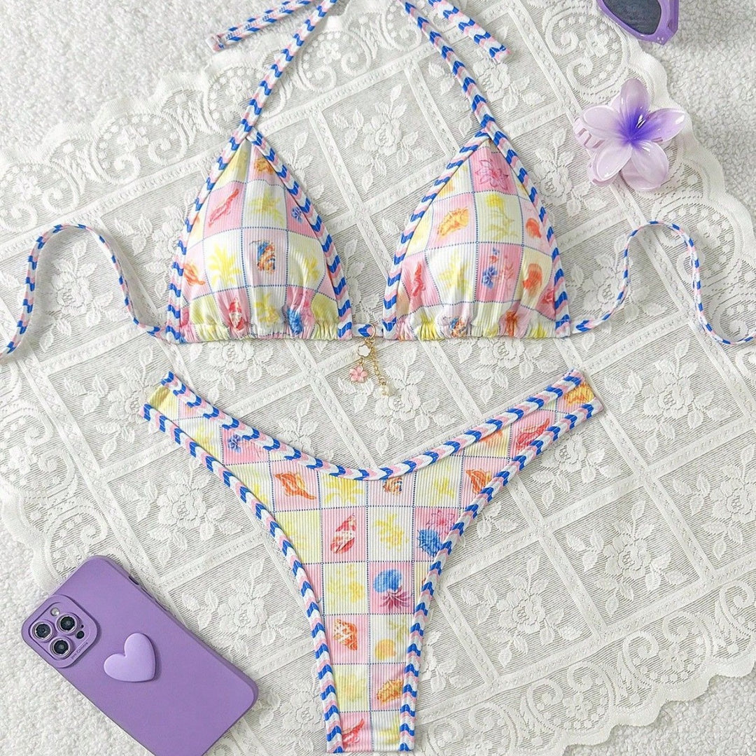 Damen Triangel-Bikini mit verspieltem Karomuster Echo Archiv