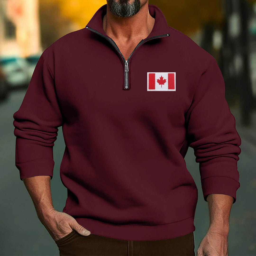 Herren Fleece-Pullover mit Halbreißverschluss und Kanada-Flagge Echoarchiv