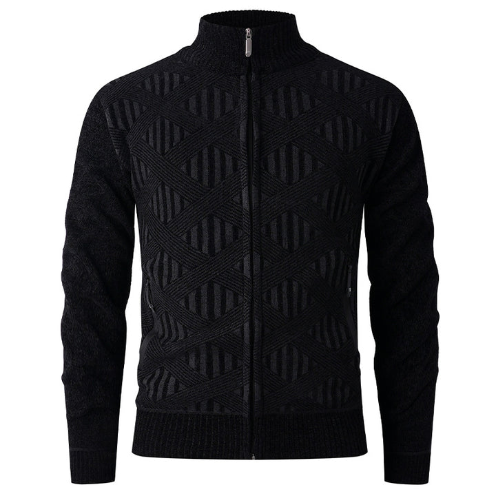 Herren Strickjacke mit strukturiertem Design und modernem Reißverschluss Echoarchiv