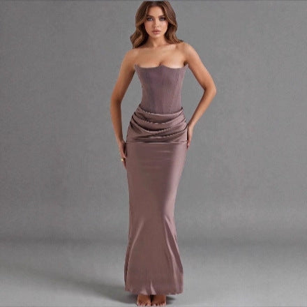 Damen Maxikleid mit Raffungen und elegantem Bustier-Ausschnitt Echo Archiv