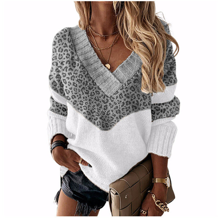 Damen nan V-Ausschnitt Strickpullover mit Chevron-Muster und Oversize-Schnitt Echo Archiv