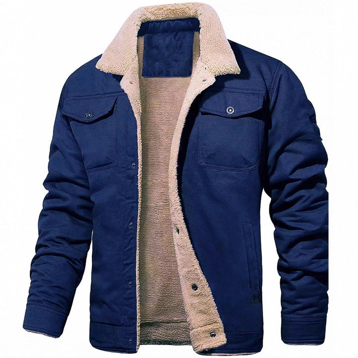 Herren Sherpa-gefütterte Canvas-Truckerjacke mit Brusttaschen Echoarchiv
