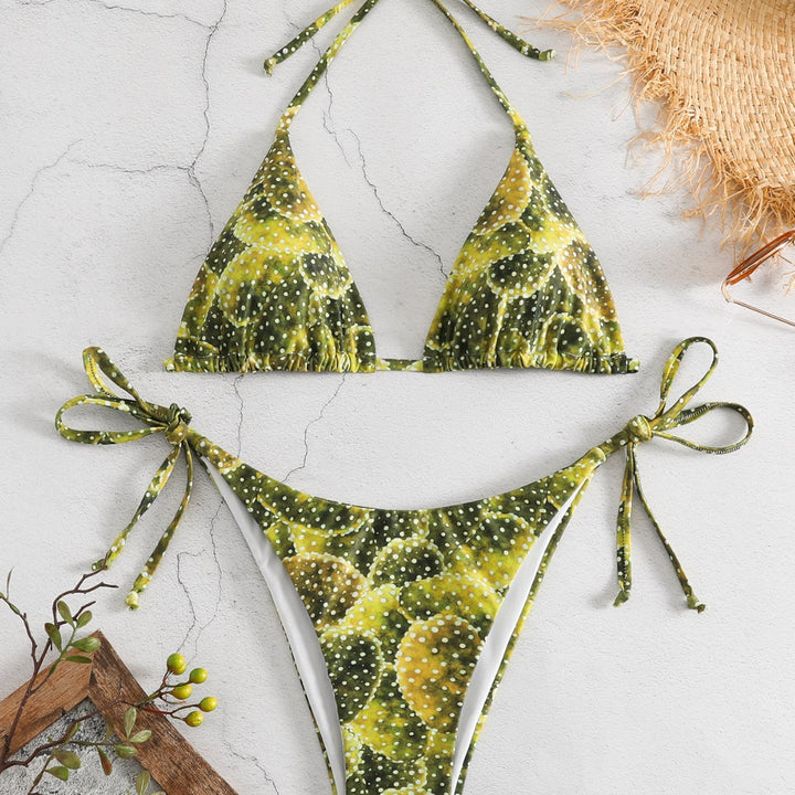Damen Triangel-Bikini mit verspieltem Muster und verstellbaren Bindebändern Echo Archiv