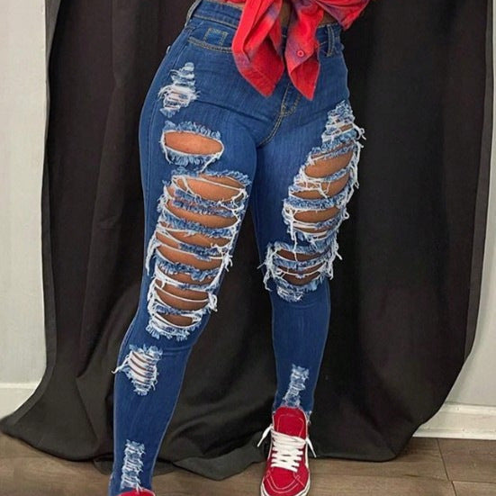 Damen Hochtaillierte, stark zerrissene Sculpting-Skinny-Jeans Echo Archiv
