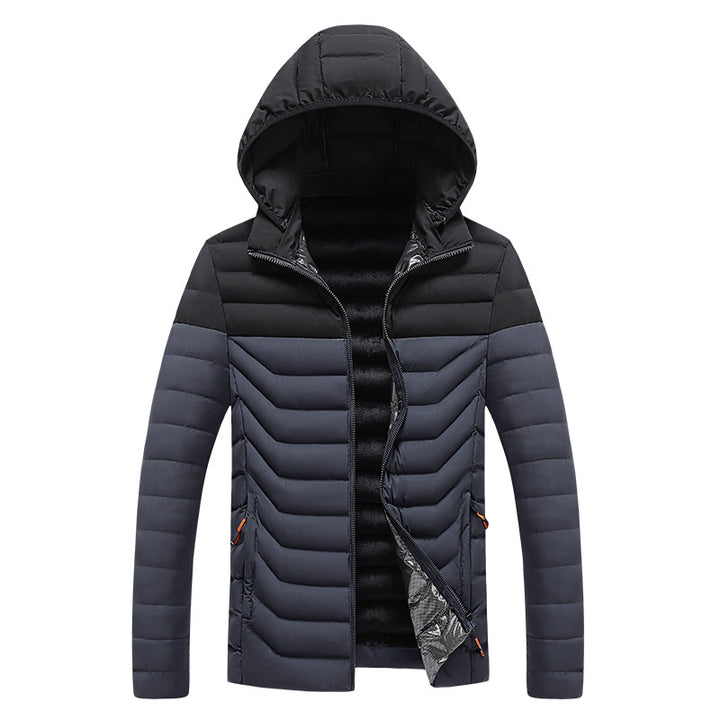 Herren Ultraleichte gesteppte Kapuzenjacke mit Chevron-Steppung, winddichter Außenlage und Thermofutter Echoarchiv