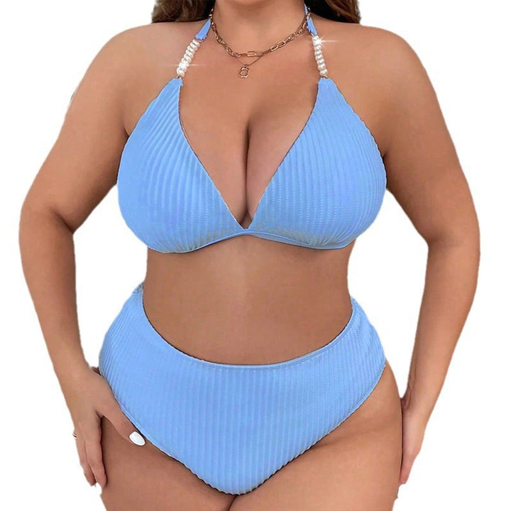 Damen Hoch taillierter Triangel-Bikini mit Rippstruktur und eleganten Details Echo Archiv