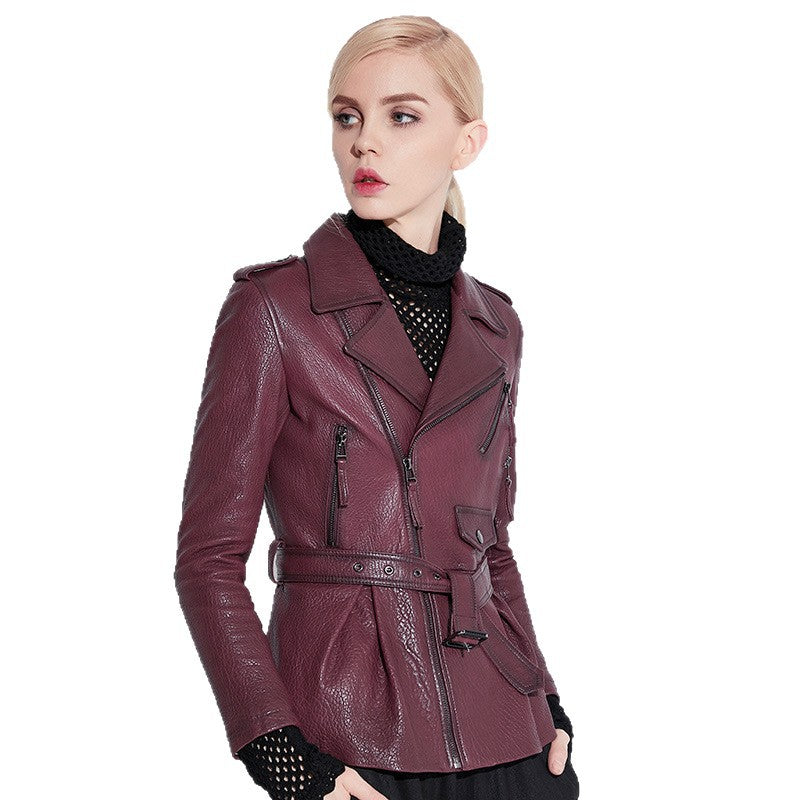 Damen Stylische Lederbikerjacke mit tailliertem Schnitt Echo Archiv