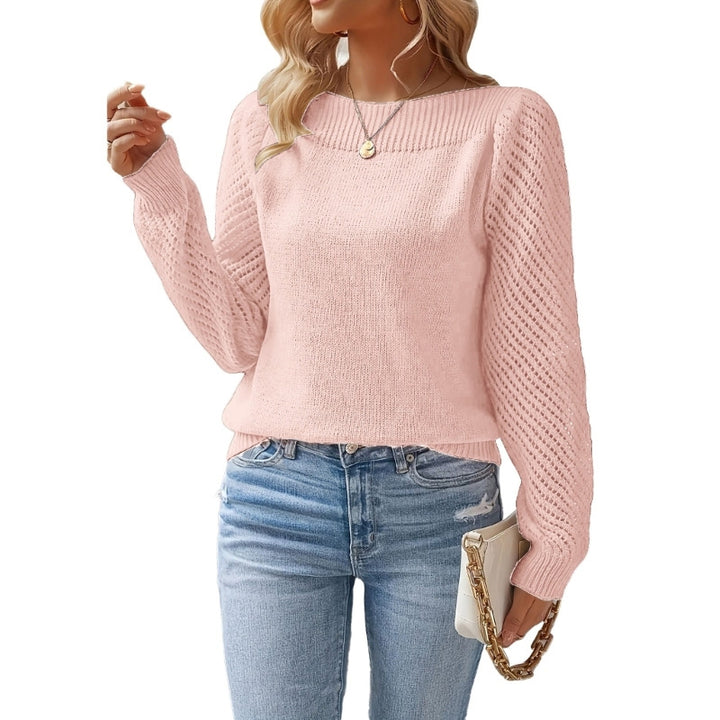 Damen nan feiner Strickpullover mit Ajour- Puffärmeln und U-Boot-Ausschnitt Echo Archiv