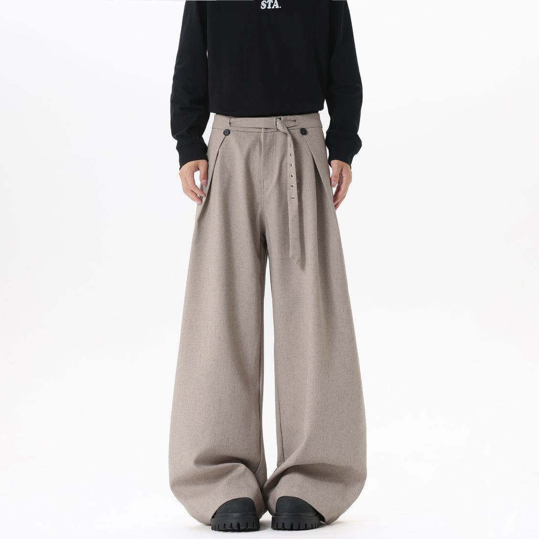 Damen Extraweite Culotte-Hose mit Faltenbund und Ziergürtel Echo Archiv