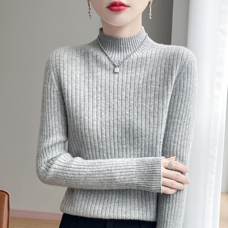 Damen Schmaler Rippenstrick-Mockneck mit extraweicher Kaschmir-Optik Echoarchiv
