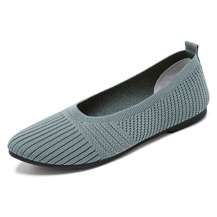 Damen nan gestrickter Ballerina-Slip-On mit sockenähnlichem Schaft, Memory-Komfortfußbett und flexibler rutschfester Laufsohle Echo Archiv