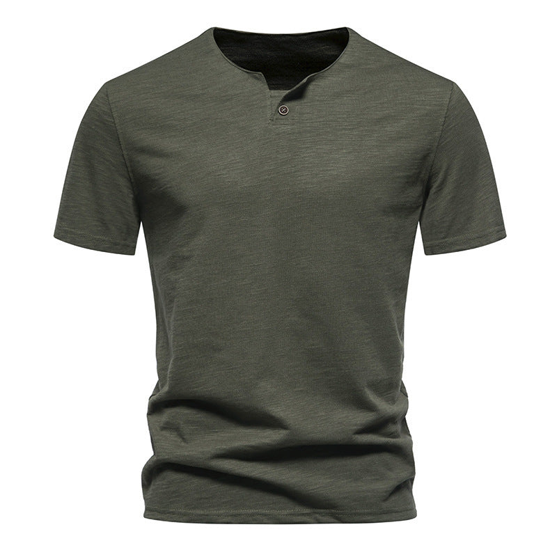 Herren Kurzarm-Henley-Shirt mit modernem Stehkragen und hochwertiger Baumwollqualität Echoarchiv