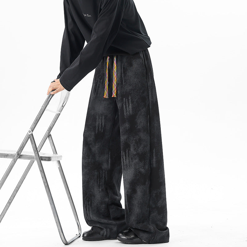 Damen Extraweite Kuschel-Loungehose mit Tunnelzug, weichem Velours und überlangem Saum Echo Archiv