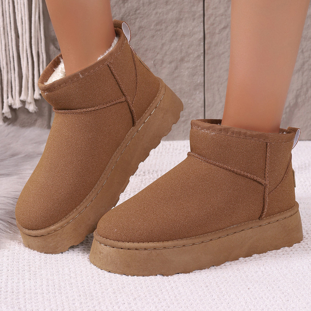 Damen Gefütterte Kurzstiefel mit Plateau‑Sohle und Velours‑Optik Echo Archiv