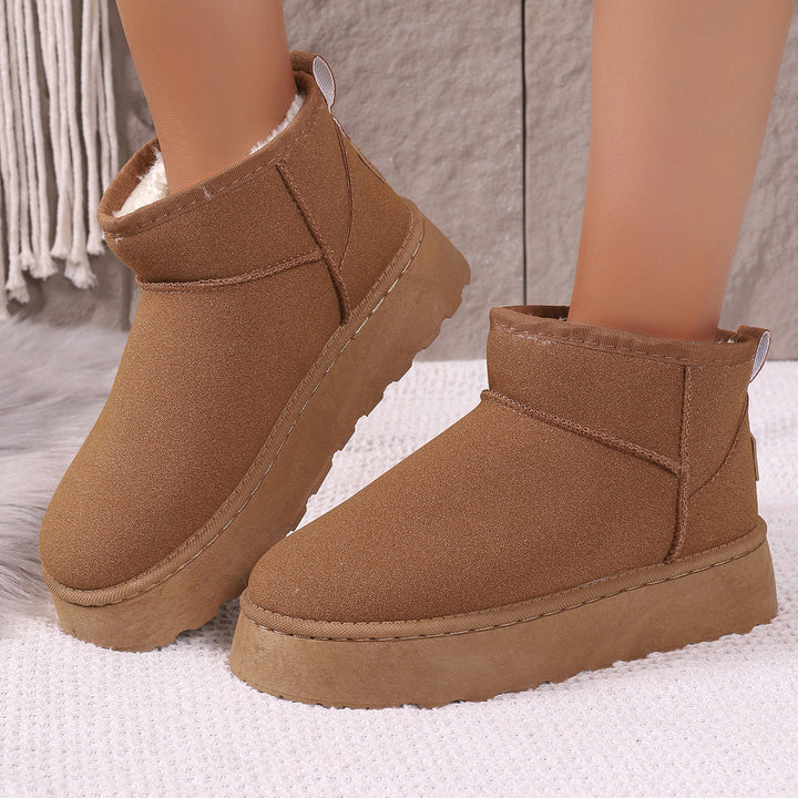 Damen Gefütterte Kurzstiefel mit Plateau‑Sohle und Velours‑Optik Echo Archiv