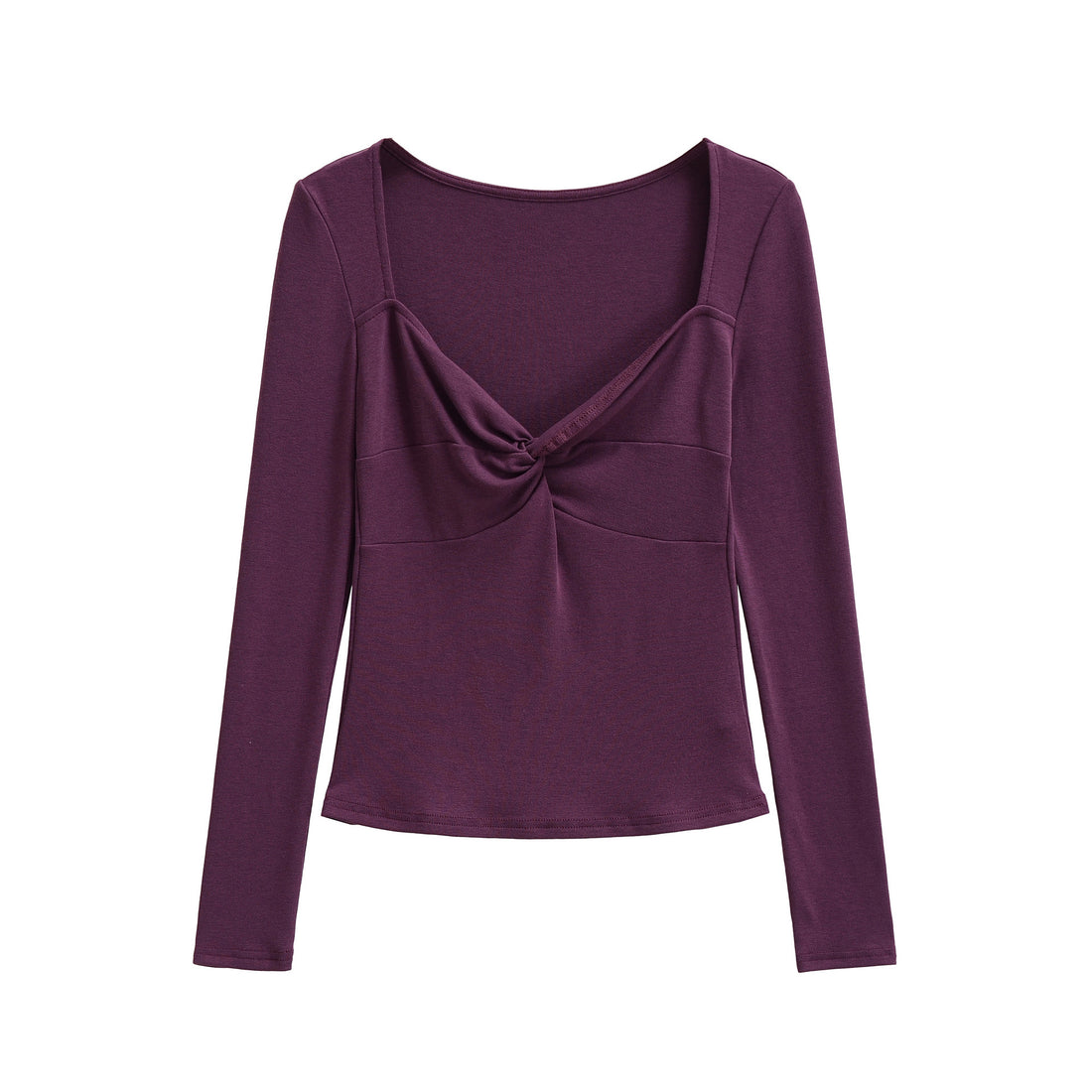 Damen Langarmshirt mit Drehknoten-Detail figurformendem Büstenteil und weiter Ausschnitt Echoarchiv