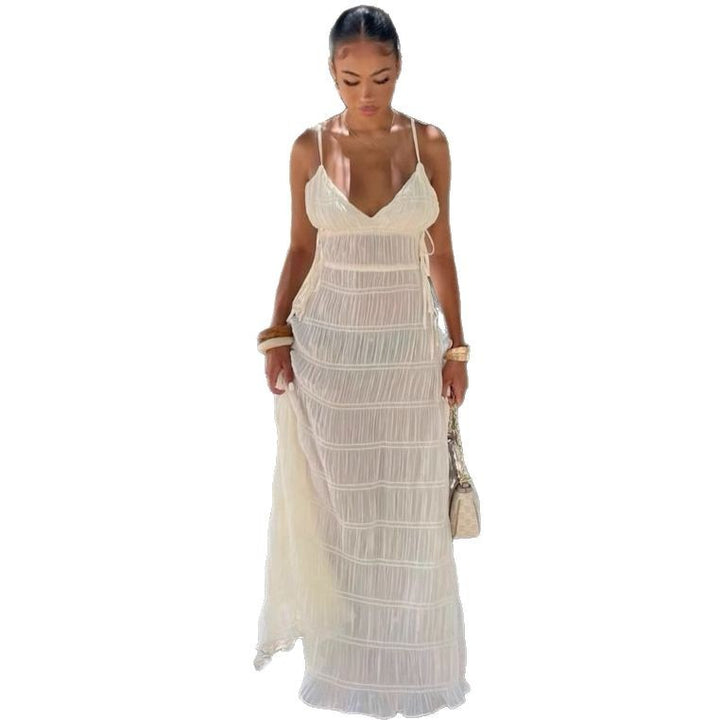 Damen Fließendes Maxikleid mit dekorativen Rüschendetails Echo Archiv