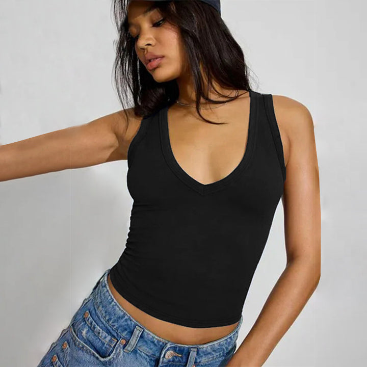 Damen körperbetontes V-Neck Top aus elastischem Material Echo Archiv