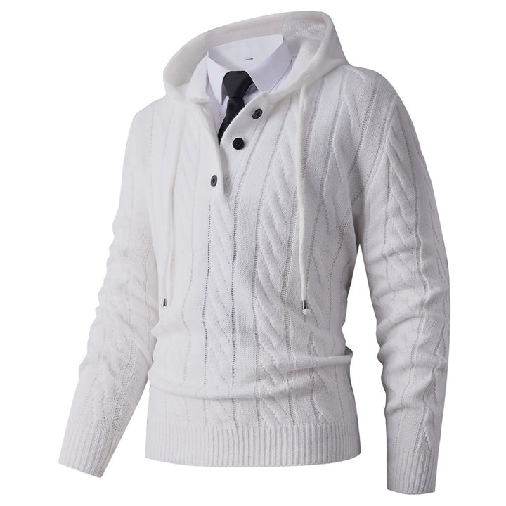 Herren Strickjacke mit Kapuze und modernem Zopfmuster Echoarchiv
