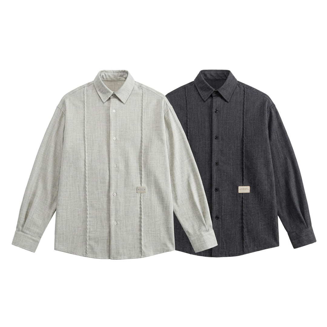 Herren Oversize-Hemdjacke aus leichter Denim-Optik mit sichtbaren Ziernähten Echoarchiv