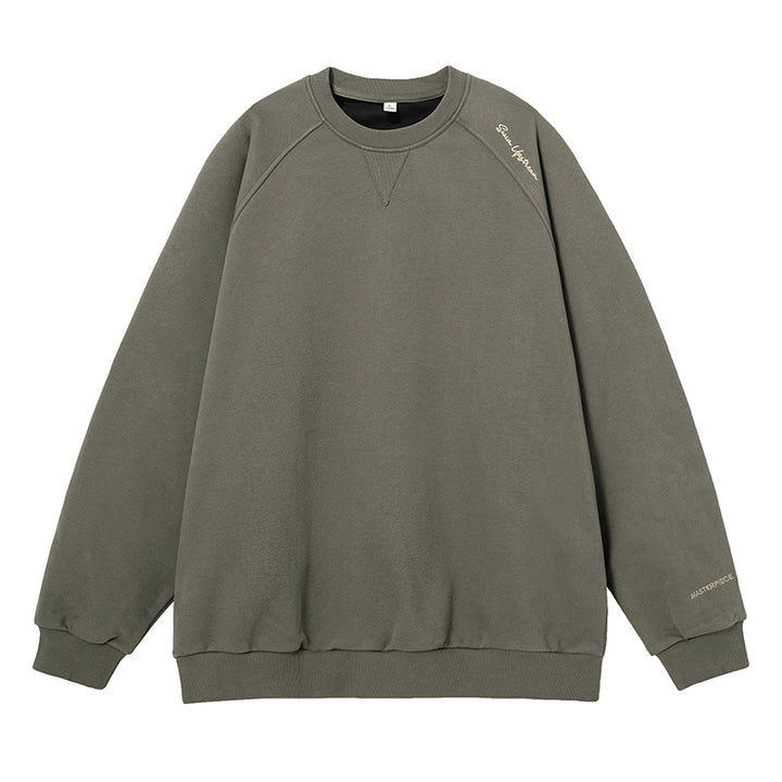Unisex Oversize Baumwoll-Fleece-Sweatshirt mit Raglanärmeln und dezenter Schulter- sowie Ärmelstickerei Echo Archiv