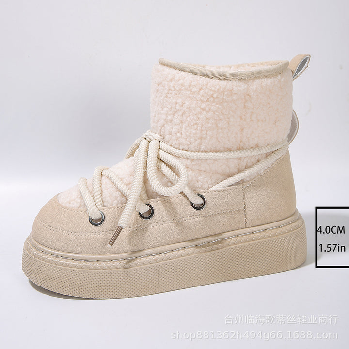 Damen Gefütterte Plateau-Schnürboots mit Teddyfutter und dicker Profilsohle – Lioré