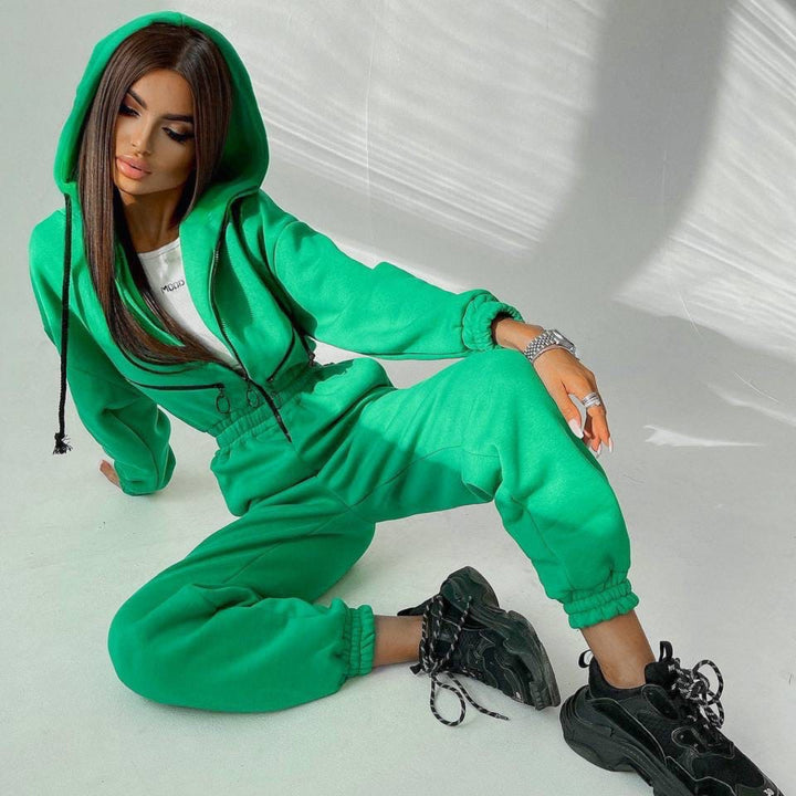 Damen nan kurzes Halbzip-Loungewear-Set mit elastischem Taillenbund und oversized Schnitt Echo Archiv