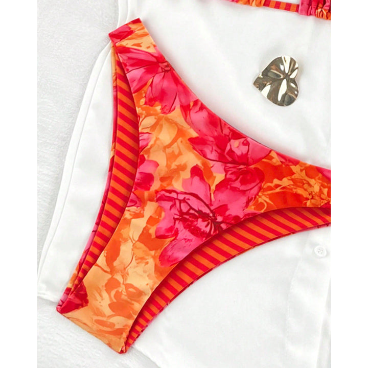 Damen Triangel-Bikini mit verspieltem Blumendesign und verstellbaren Trägern Echo Archiv