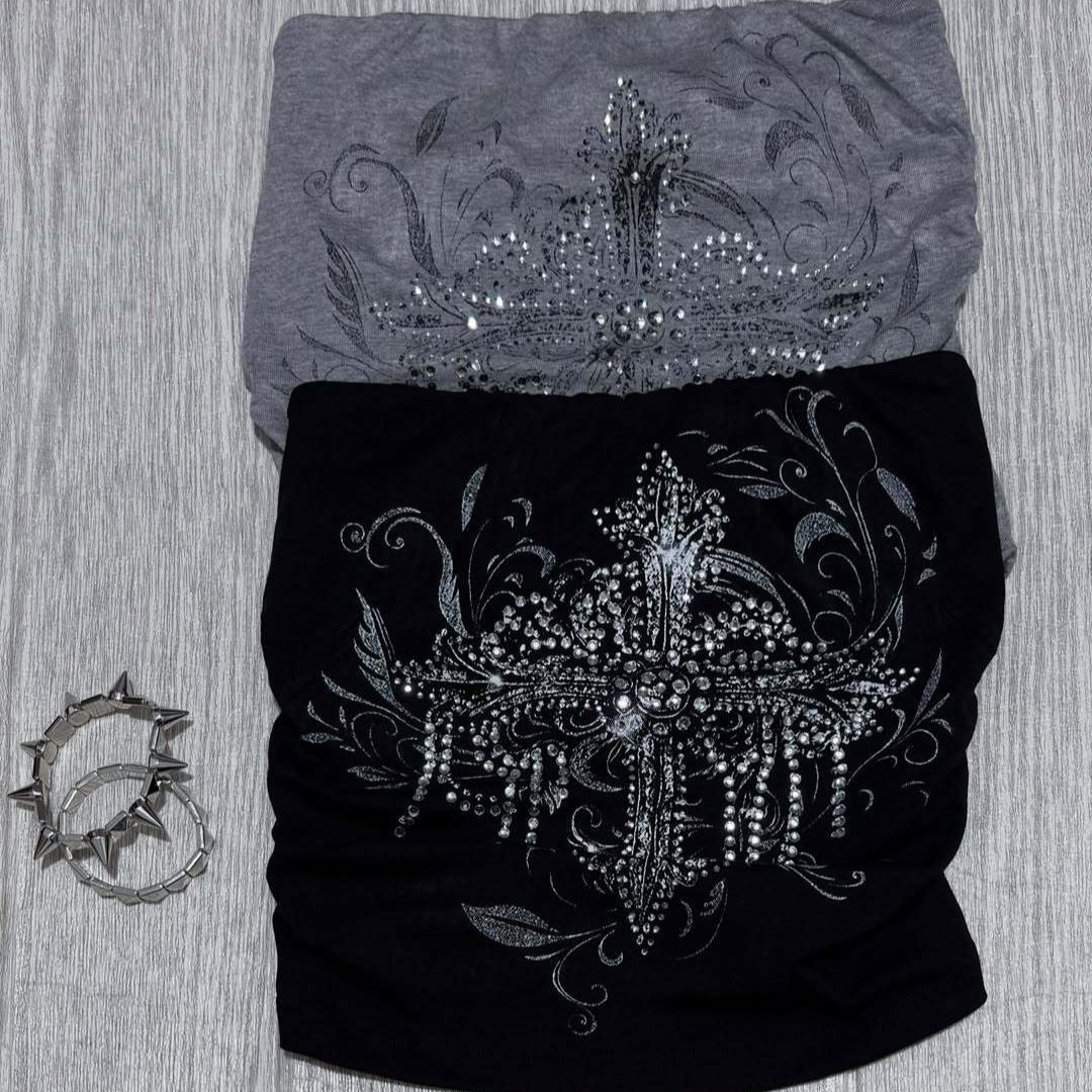 Damen schulterfreies Top mit eleganter Strass-Verzierung Echo Archiv
