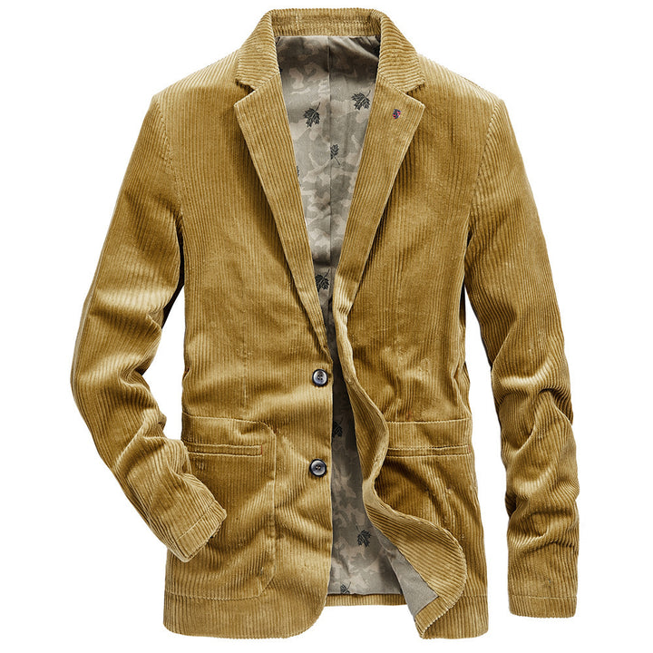 Herren Cordblazer aus Feincord mit gemustertem Innenfutter und Revers – Tianoro
