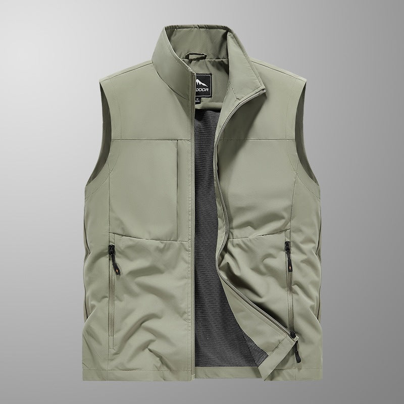 Herren Utility‑Weste mit Multi‑Taschen, Stehkragen & atmungsaktivem Mesh‑Futter Echoarchiv