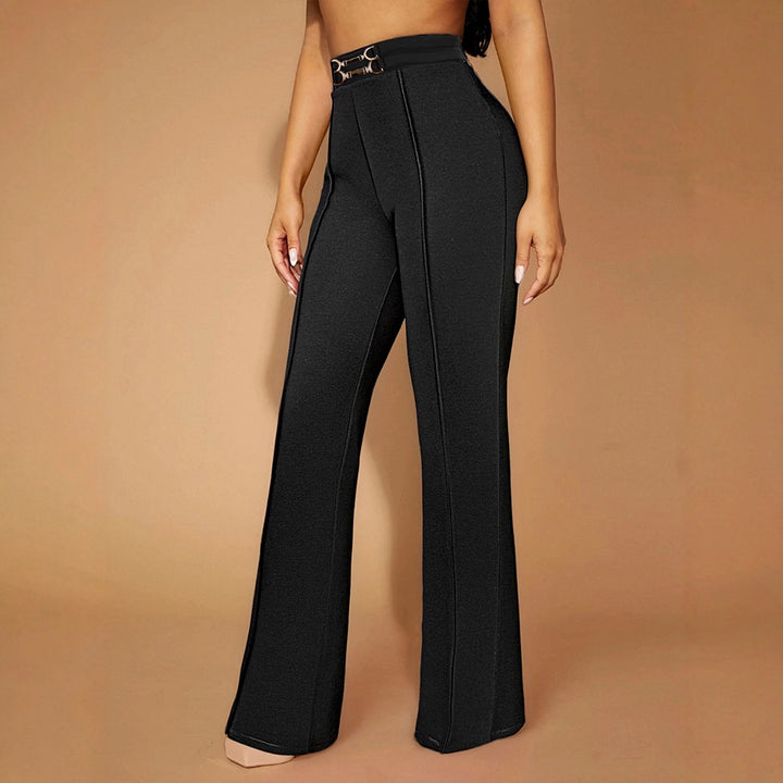 Damen Elegante High-Waist-Hose mit modischem Doppelschnallen-Detail Echo Archiv