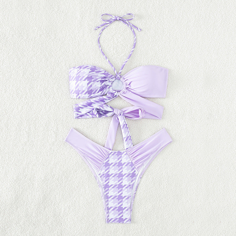 Damen Bandeau-Bikini mit modernen Knotendetails und strukturierter Oberflächenstruktur Echo Archiv