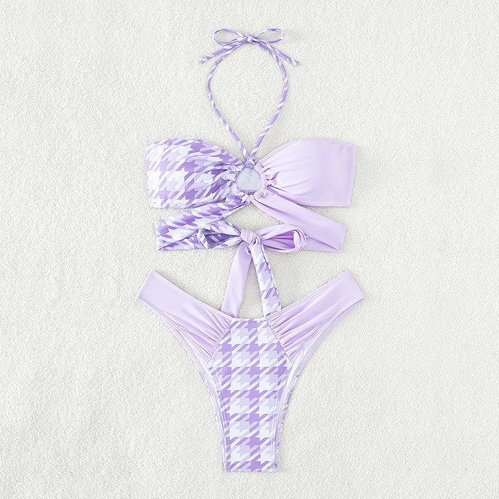 Damen Bandeau-Bikini mit modernen Knotendetails und strukturierter Oberflächenstruktur Echo Archiv