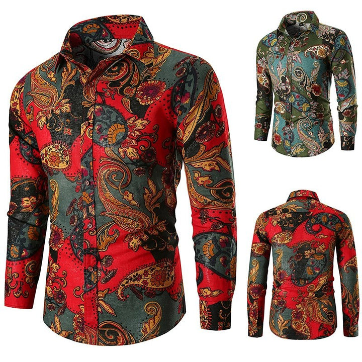 Herren Langarmhemd mit extravaganten Paisleymuster und feiner Baumwollqualität Echoarchiv