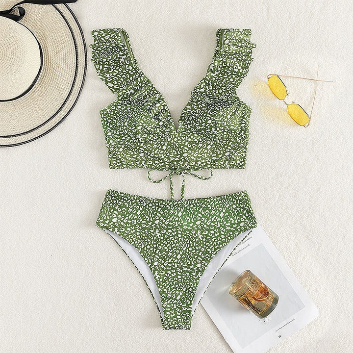 Damen Hoch taillierter Bikini mit voluminösen Rüschen Echo Archiv