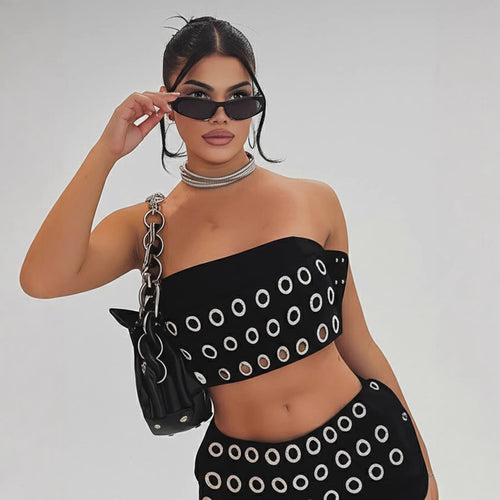 Damen Modische Shorts mit auffälliger Ösenverzierung Echo Archiv