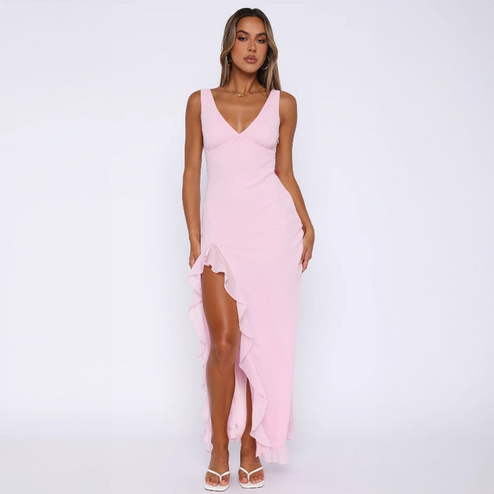 Damen Maxikleid mit tiefem Schlitz und eleganten Rüschendetails Echo Archiv