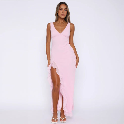 Damen Maxikleid mit tiefem Schlitz und eleganten Rüschendetails Echo Archiv
