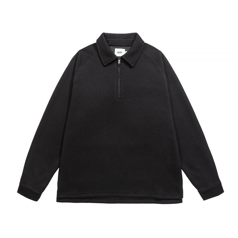 Herren Waffelstrick-Halbzip-Pullover mit Polokragen Echo Archiv