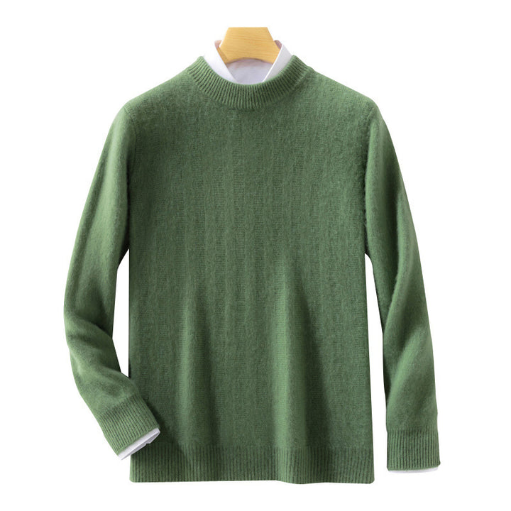 Herren Feinstrickpullover mit kurzem Stehkragen, strukturierter Längsrippe und schlanker Passform Echoarchiv