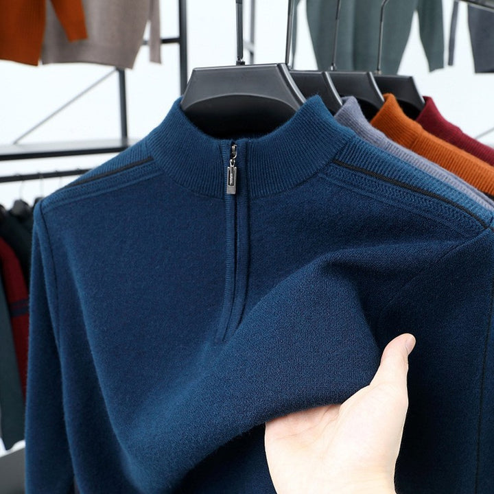 Herren Fleece-Pullover mit moderne Stehkragen und halbem Reißverschluss Echoarchiv